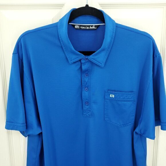 Men's Travis Mathew Short Sleeve Performance Polo Shirt XL Blue/White - Picture 4 of 15